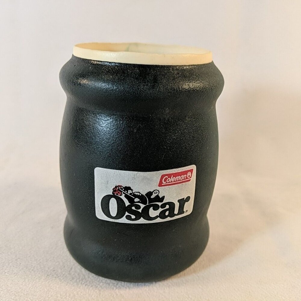 Coleman Oscar Can Koozie Vintage Green Foam Drink Cooler Beer RARE